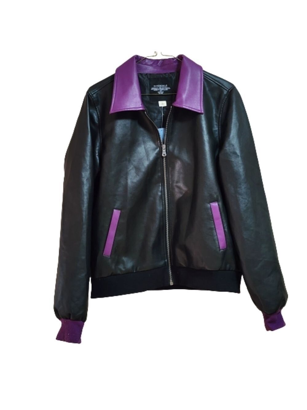 RIVERDALE faux leather pretty poisons bomber jacket color black & purple size L